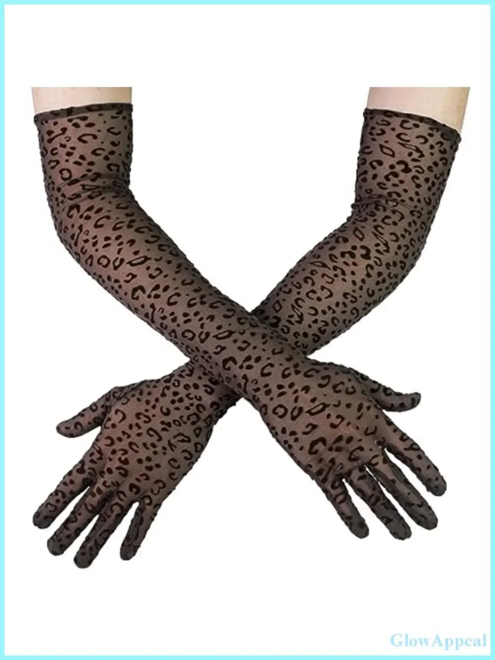 Extra Long Mesh Gloves Over Elbow Leopard Print Tulle Opera Costume